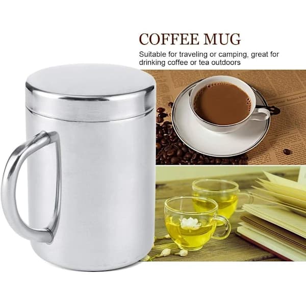 7.5oz/10.20oz Isoleret Kaffekrus i Rustfrit Stål, Dobbeltvægget Campingkrus