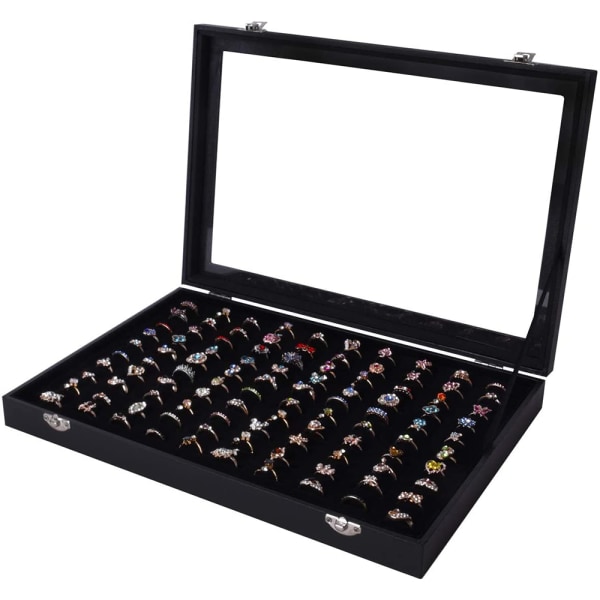 Ring Earring & Studs Organizer Jewelry Box For Teen Girls Display Your Rings & Earrings Jewelry Storage & Display Box For Dressing Room or Travel