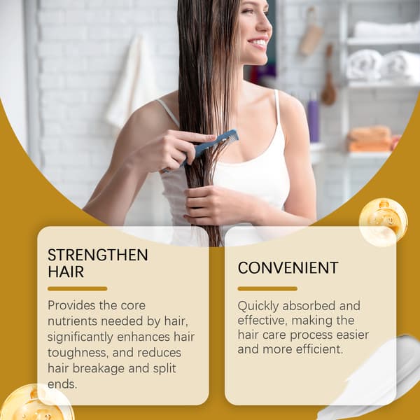 Keratin hårmaske reparerer spaltede spidser, tørhed, krus og efterlader håret glat og skinnende.