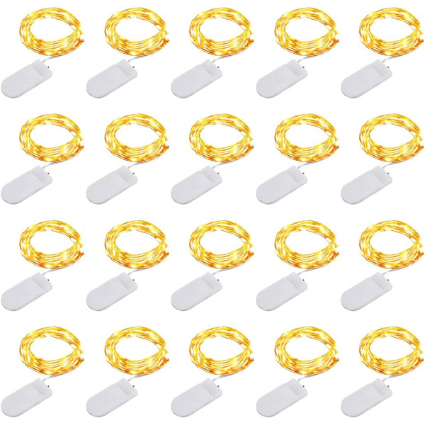 Lysguirlande [Pakke med 20], Mini Batteri LED Girlande 1M 10 LED Kobbertråd Indendørs og Udendørs Dekorationslys til Soveværelse Jul