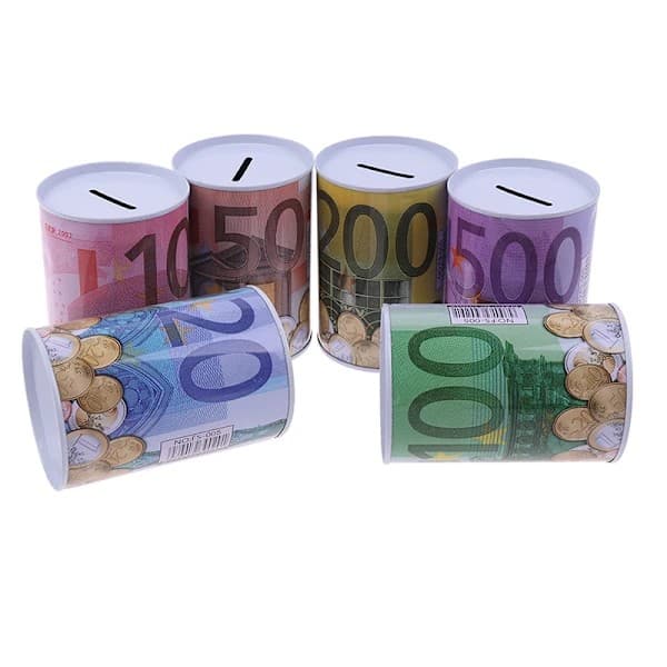 Euro Dollar Pengar Säker Cylinder Spargrisar För Mynt A6