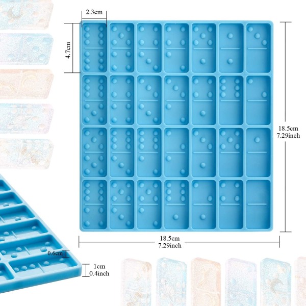 Domino-form til harpiks Domino-form til epoxy slikform lerform blå