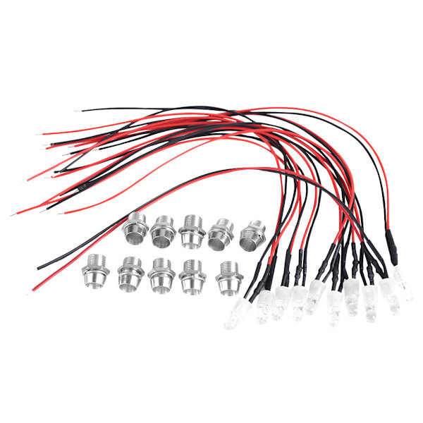 10 st 12V 8mm förtrådade konstanta LED-lampor, ultraljusa vattenklara glödlampor (#01)