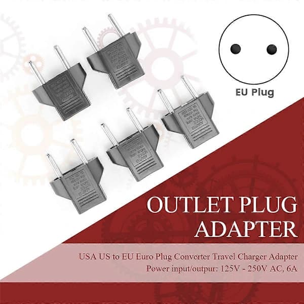 5X USA US til EU Euro Plugg Omformer Reise Lader Adapter AC Strøm Plugg Adapter