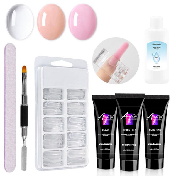 Nagelgel-set Gelnagel-förlängningsset Professionellt gel-set för nagelkonst i salong eller hemma