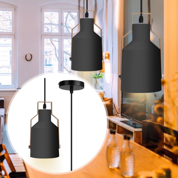 110-240V E27 Moderne LED-pendellampe Prøve Taklampe til Bar Balkon Kjøkken Svart