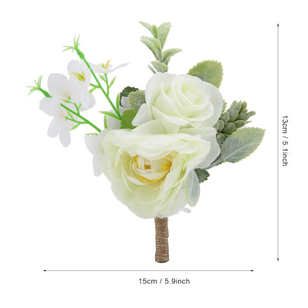 4 stk Lin Boutonniere Corsage Brudgom Brud Kiste Blomst Bryllup Prom Party Dekor