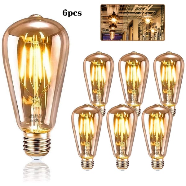 Retro lampe 4W LED vintage belysning, meget velegnet til retro belysning i huse, cafeer, barer, musikrum, restauranter, bryllupper, interiør