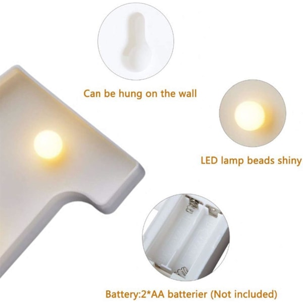 Dekorativ LED Sifferlampa för DIY-kombination, Varmvitt Ljus Batteridriven Återanvändbar Skylt Bokstäver för Mångsidig Användning