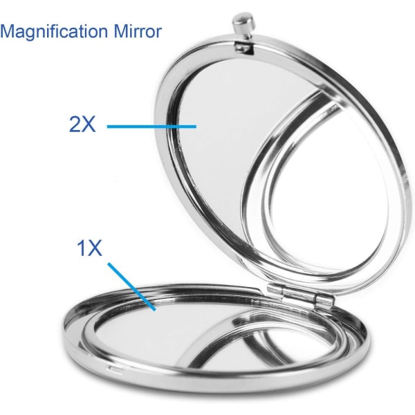 Kompakt spejl forstørrende lommespejl 10X lille rejse foldespejl