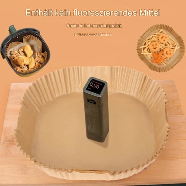 Bagepapir til airfryer, 100 stk, 20 cm, non-stick, vandtæt bagepapir