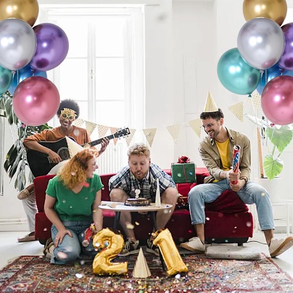 Kromatisk Fest: Perfekt Partydekoration Med Metalliska Ballonger, Tjockare Än Normalt, För Minnesvärda Födelsedagar och Bröllop