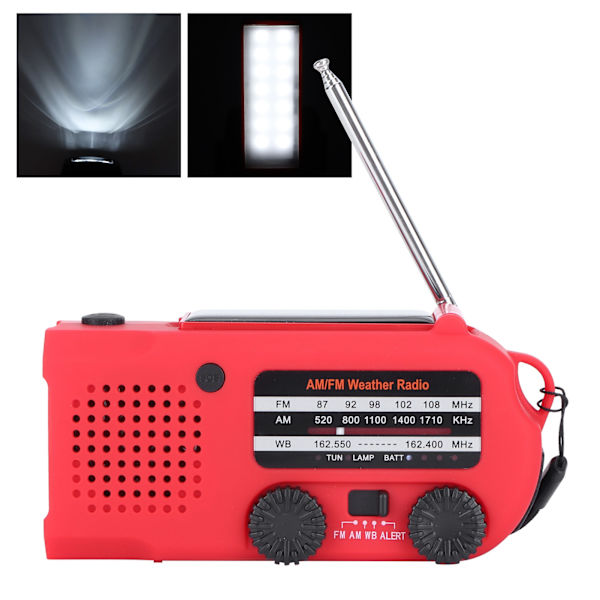 Multifunktionel håndsvingradio ABS solenergi SOS-alarm nødlygte Powerbank