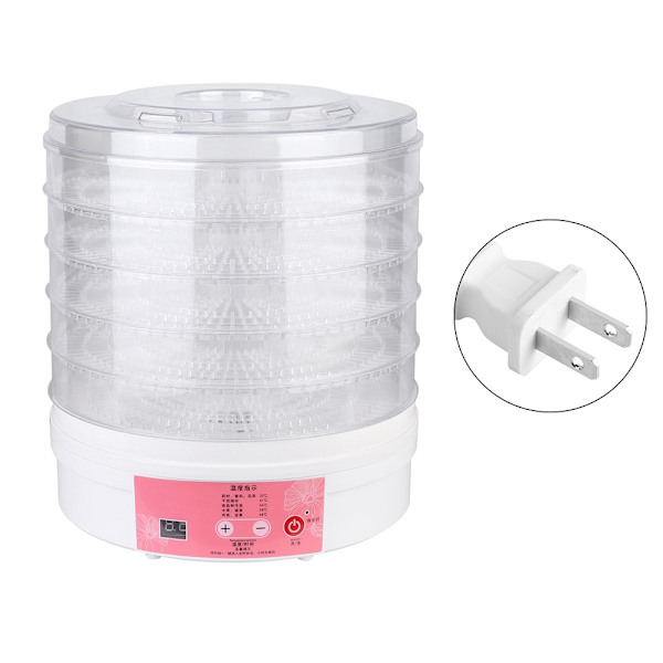28cm 5-lags Intelligent Timing Elektrisk Fødevaredehydrator Frugt Grøntsags Tørremaskine US Stik 110-120V
