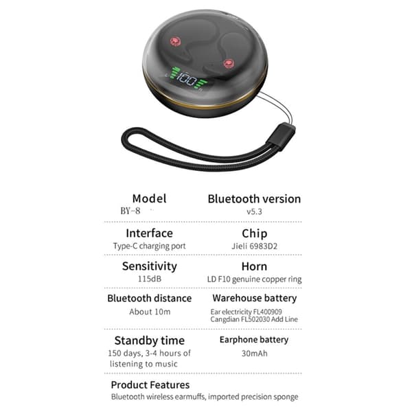 Sovehodetelefoner Bluetooth-hodetelefoner In-ear for å sove med - Rosa Rosa
