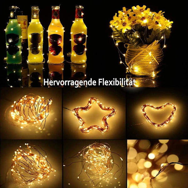 Lysguirlande [Pakke med 20], Mini Batteri LED Girlande 1M 10 LED Kobbertråd Indendørs og Udendørs Dekorationslys til Soveværelse Jul