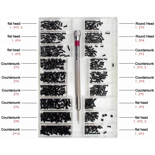 500 stk. erstatningsskruesett for bærbare datamaskiner, reparasjonstilbehør