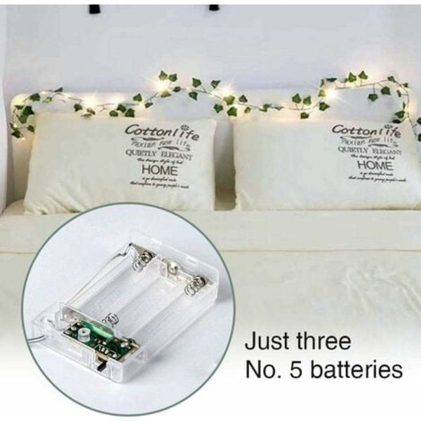 Ivy-lampe 20 LED Lengde 2 M Egnet for utendørs juledekorasjon Bursdagsinnredning Tenåringsjente soveromdekorasjon Bryllupsvegg