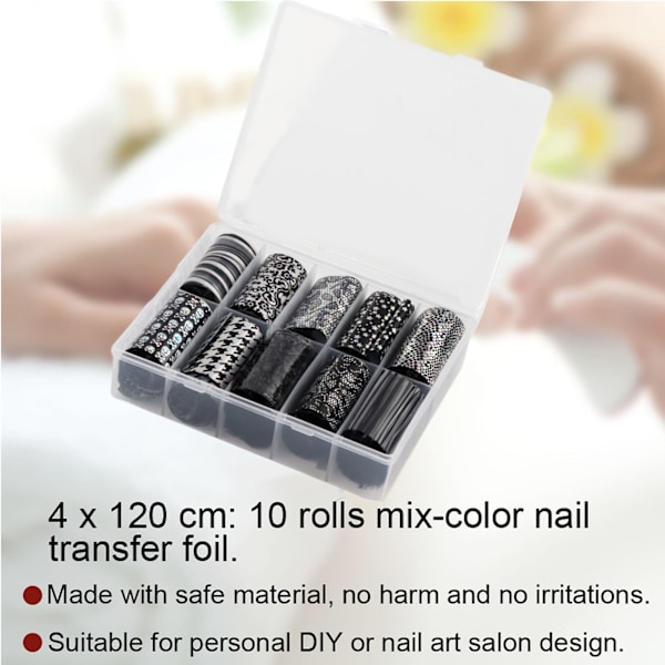 10 Rolls   Box Nail Art Transfer Stickers MiX Color Foil Starry Sky Glitter Nail Wraps TZ10