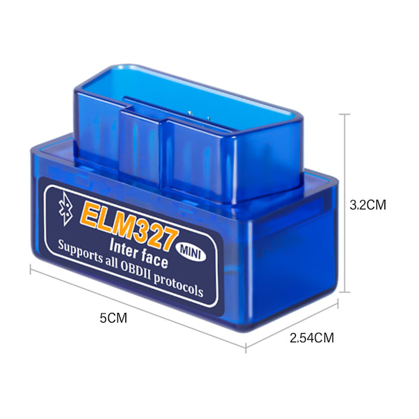 Kompakt Mini ELM327 OBDII Automatisk Diagnostisk Skanner, Bluetooth Skanningsverktyg för Felsökning av Motor, Rensa Felkoder, Visa Sensordata, för OBD2