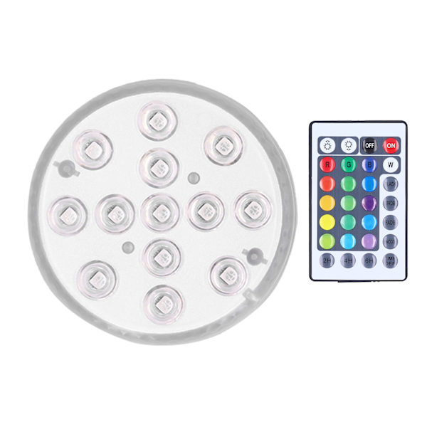 LED-poolmagnetlampa IP68 16 färger RGB undervattensljus med 28-tangenters fjärrkontroll sugkopp