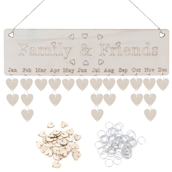 Trefjøl i tre for bursdagspåminnelse, DIY-tavle for bursdagspåminnelse, kalender, hjemmepynt, dekorasjon til hjemmet