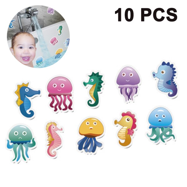 Non-Slip Bathtub Stickers Pack of 10 Large Sea Creature Decal Treads. Best Adhesive Safety Anti-Slip Appliques for Bath Tub and Shower Surfaces