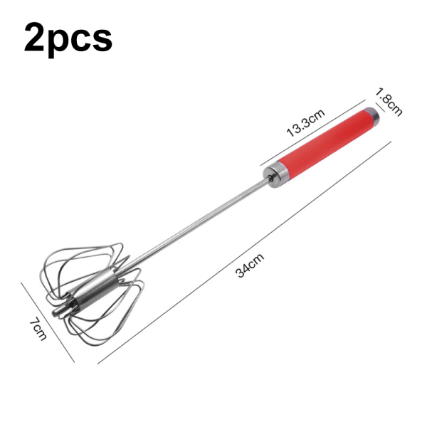 Kjøkkenutstyr Trykk og Spinn Visper - Sett med 2 - Rustfritt Stål