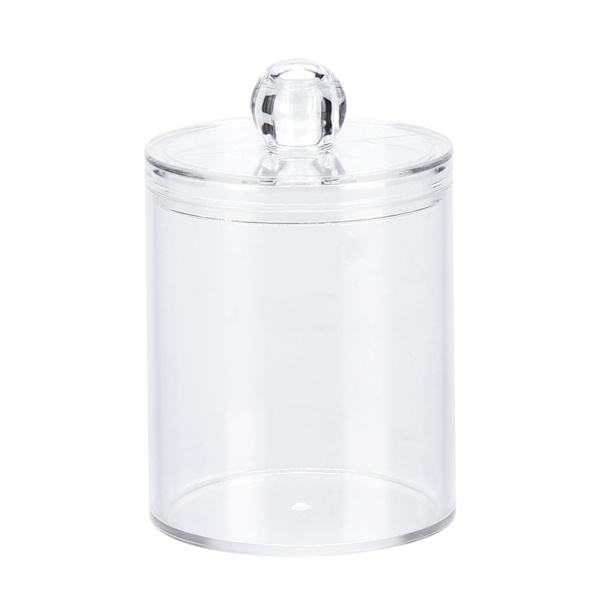 Transparent Rund Bomuldspodsetui Akryl Bomuldspindholder Opbevaringsbeholder Organizer