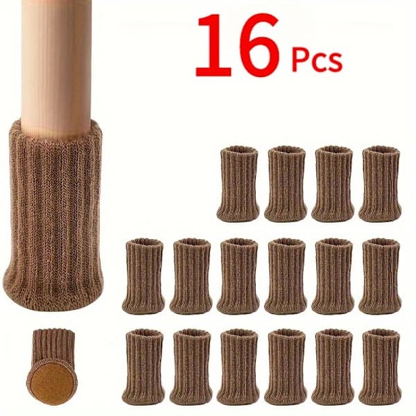 16-pack Halkfria Stolsbenssockor Hög Elasticitet Möbelsskydd Reptåliga Tysta