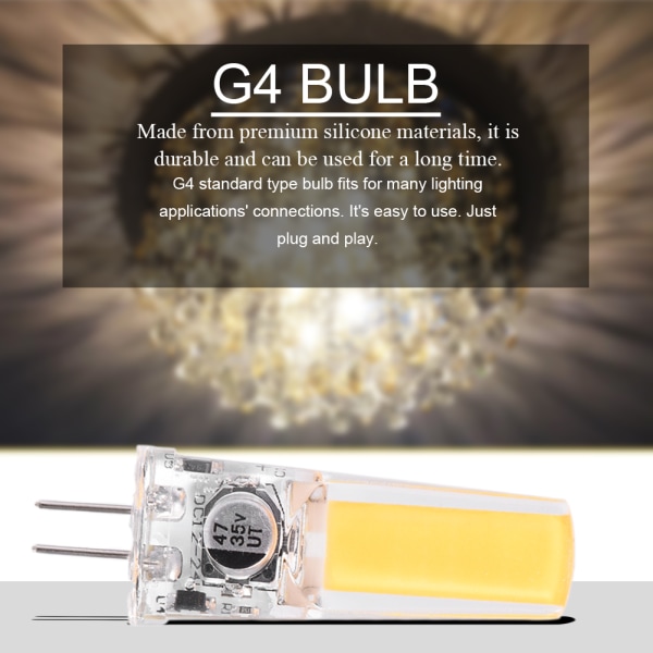 COB2508 G4 Glödlampor LED Icke-dimbar silikonlampa belysningsarmatur (varmvit 12V~24V)