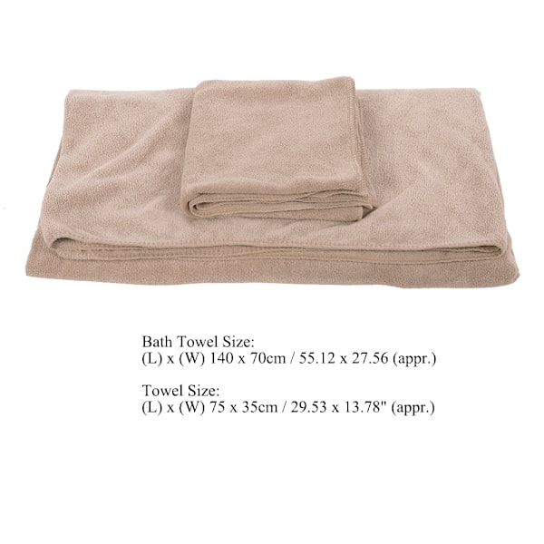 Women Superfine Fiber Warm Towel Wrap Bathrobe + Towel Shower SPA Bath Set Khaki