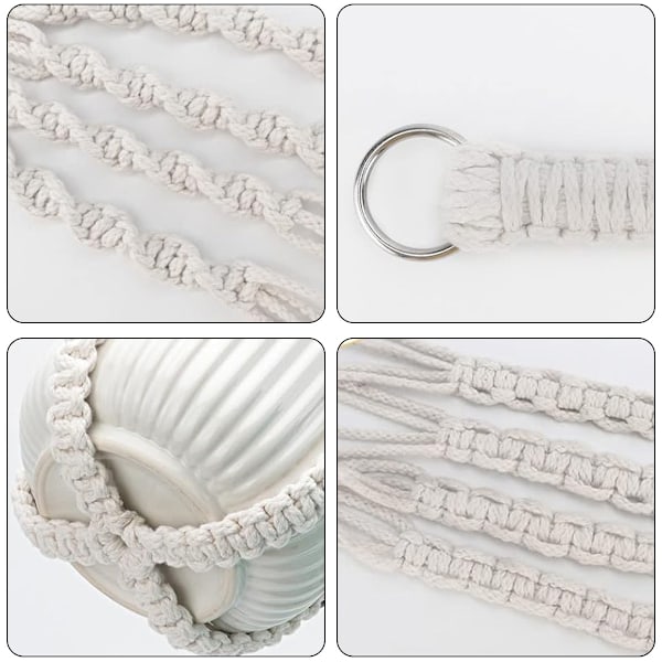 Chic Macrame Växtupphängare, Tjock Bomull för Stabilitet I En Stilren Och Unik Design, Perfekt För Boho Utomhus Heminredning (1ST, 35 tum)