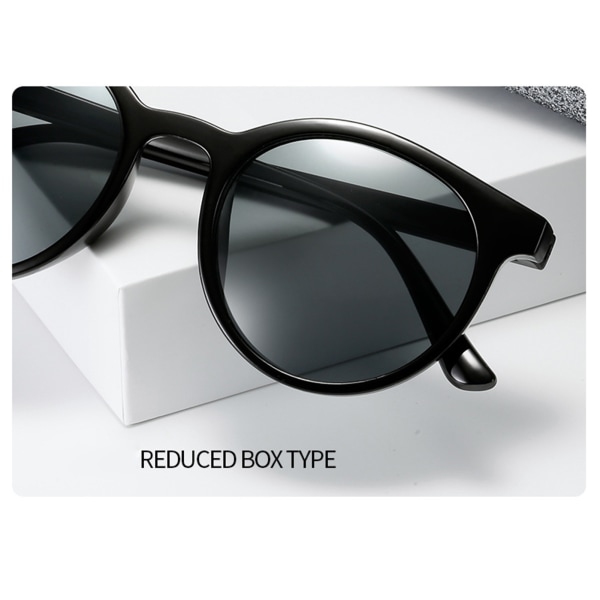 Runda solglasögon UV-blockerande grå lins Trendig Snygg design Unisex Retro solglasögon för kvinnor män