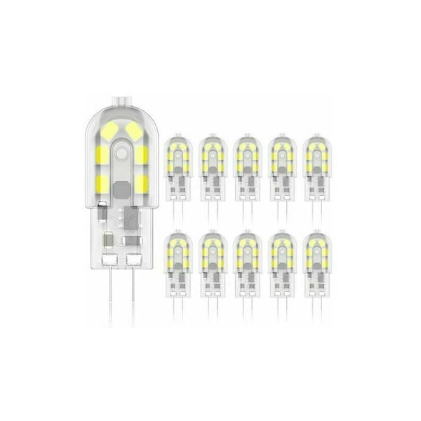 G4 2W LED-lampa, 20W ekvivalenta halogenlampor, kallvit 6000k, 200Lm, 12x SMD, 12V AC/DC - paket om 10 [Energiklass A+]