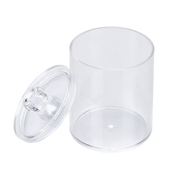 Transparent Rund Bomuldspodsetui Akryl Bomuldspindholder Opbevaringsbeholder Organizer