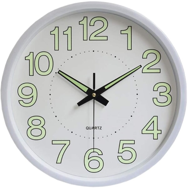 Luminous Silent Non Ticking Clock For Living Room,30Cm White