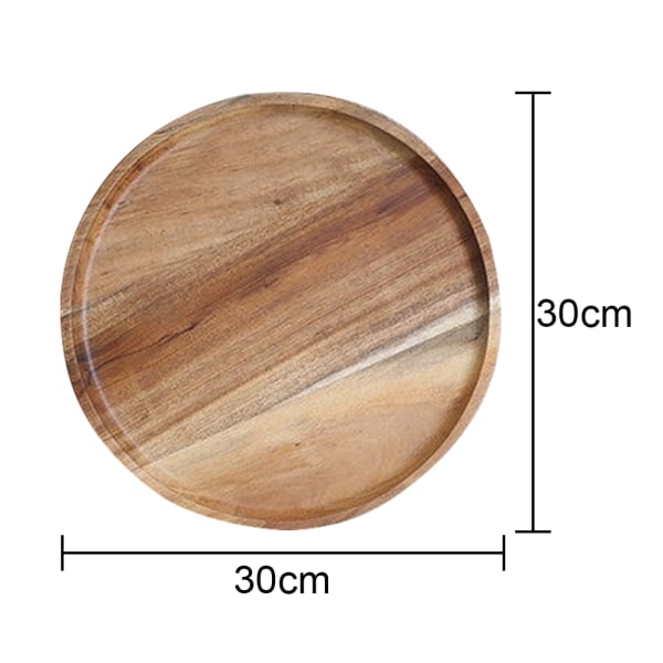 2 Pack Acacia Wood Dinner Plates, Round Wood Plates, Easy Cleaning & Lightweight for Dishes Snack, Dessert