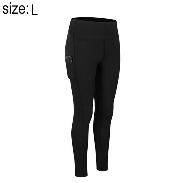 Women's High Waist Yoga Pants with Pockets, Leggings with Pockets, Tummy Control Workout Yoga Leggings - Black