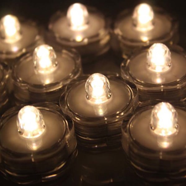 Varmvit Sänkbar Batteridriven Flamlös Värmeljus, Vattentäta Dekorationer För Att Skapa Romantisk Atmosfär, Lätt Att Använda Med Stark LED, 12 st