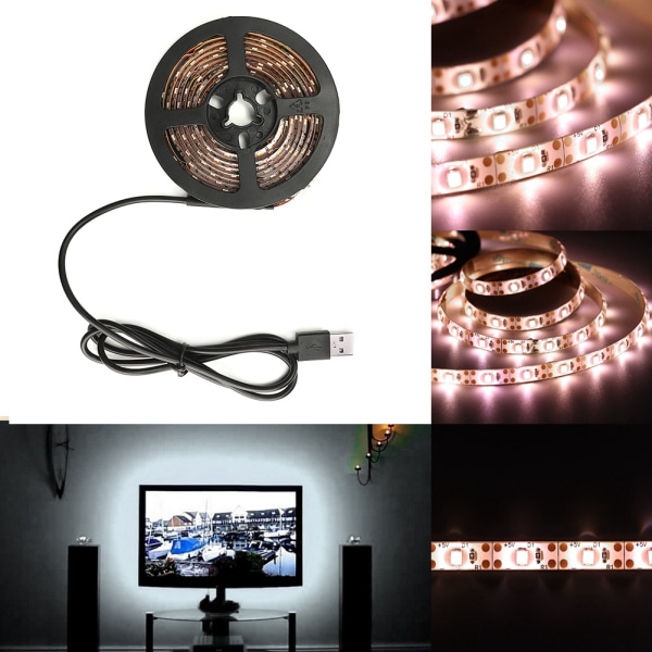 Led-taustavalo televisiolle USB-hyllyvalolla, taustavalo televisiolle, matalajännitteinen 5V (valkoinen 2 m)