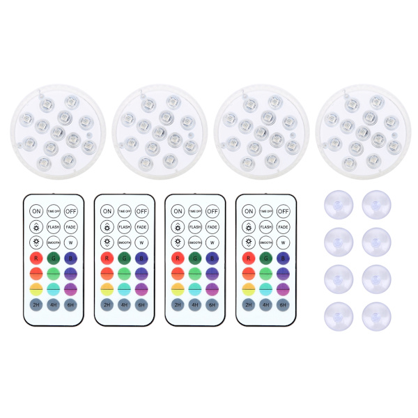 13 LED undervandslys fjernbetjening undervands dekorative lamper med magnet sugekop