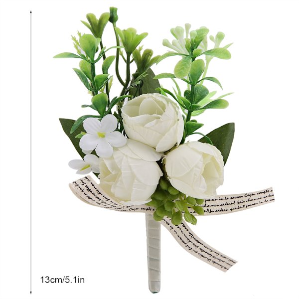 4 stk. Hvit Silke Boutonniere Corsage Brudgom Brud Kunstig Bryst Blomst Bryllupsfest Dekor