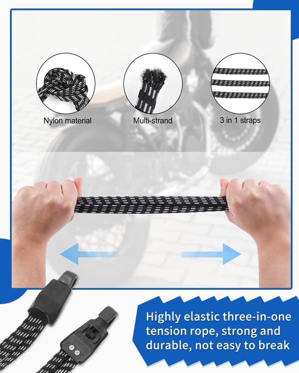 Elastisk stropp 2 stk flate hurtigspenner justerbare bagasjestropper flat gummistrikk elastisk stropp transportsikkerhet for sykkel bil 65 svart