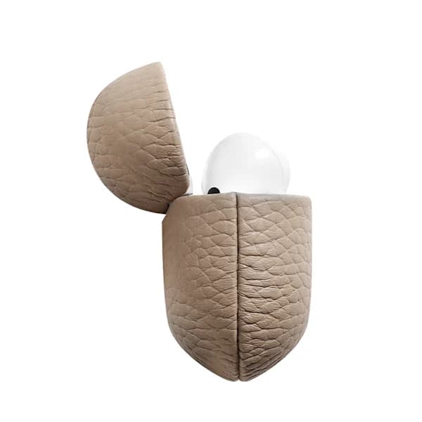 Etui til Caixa Airpods Pro3, Fuld Beskyttelse, Litchi Tekstur/Ægte Læder (Gul)