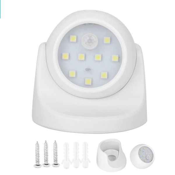 360° Rotation Smart LED væglampe Infrarød Human Body Motion Sensor Light Lamp (Hvid)