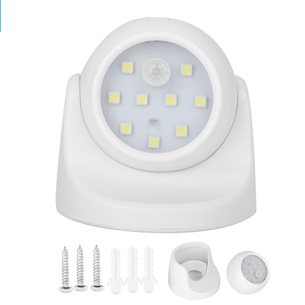 360° roterande smart LED-vägglampa med infraröd rörelsesensor (vit)
