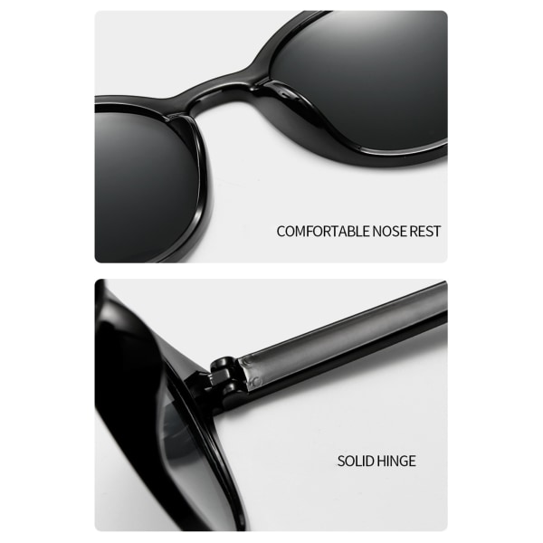 Runda solglasögon UV-blockerande grå lins Trendig Snygg design Unisex Retro solglasögon för kvinnor män