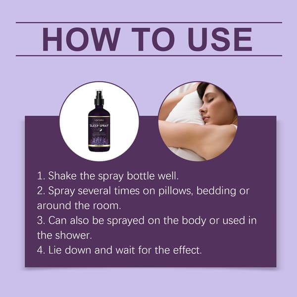Lavendel søvnspray: En beroligende og mild søvnspray, der lindrer kroppen og opfrisker sindet.
