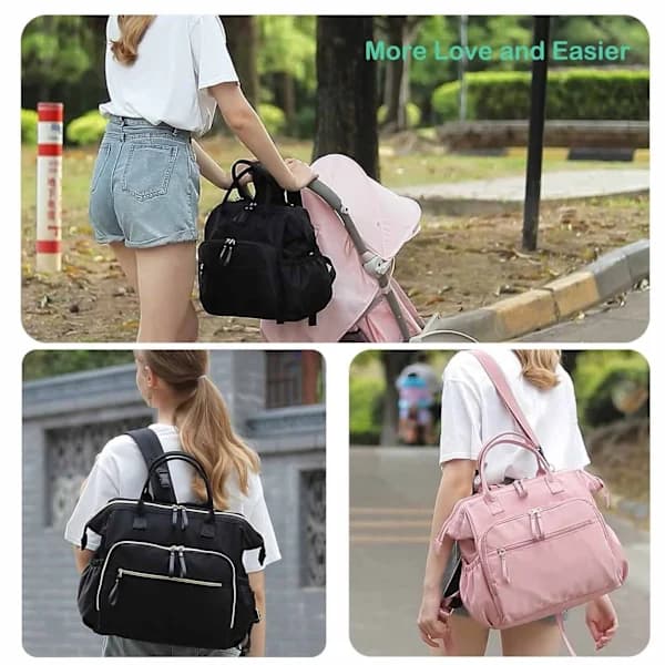 Vanntett nylon fødebag bærbar bleieoppbevaringspose beige